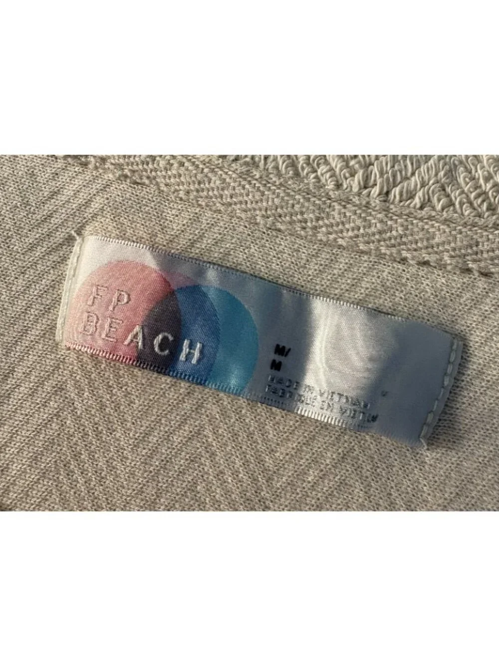 Free People Beach BRB Solid Terry Pullover M Oatmeal 100% Cotton Oversized